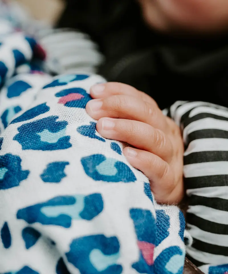 Etta Loves Extra Large Muslin Square - Blue Leopard 2