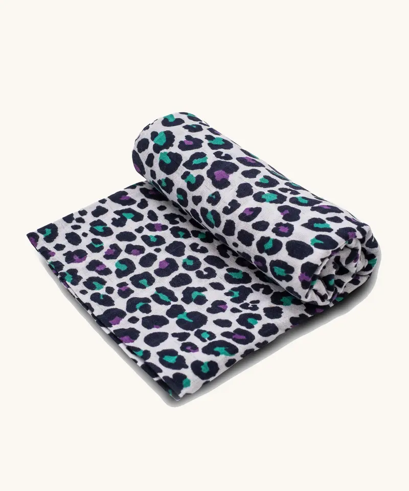 Etta Loves Extra Large Muslin Square - Purple Leopard 1