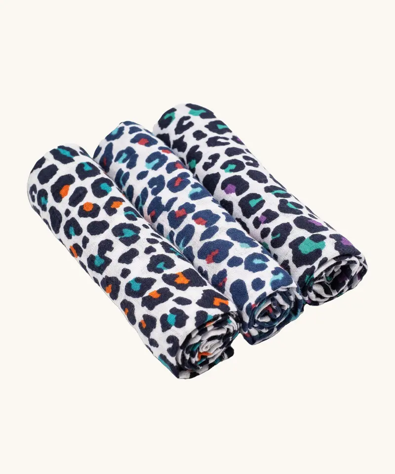 Etta Loves Organic Muslin Squares 3 Pack - Leopard Print 1