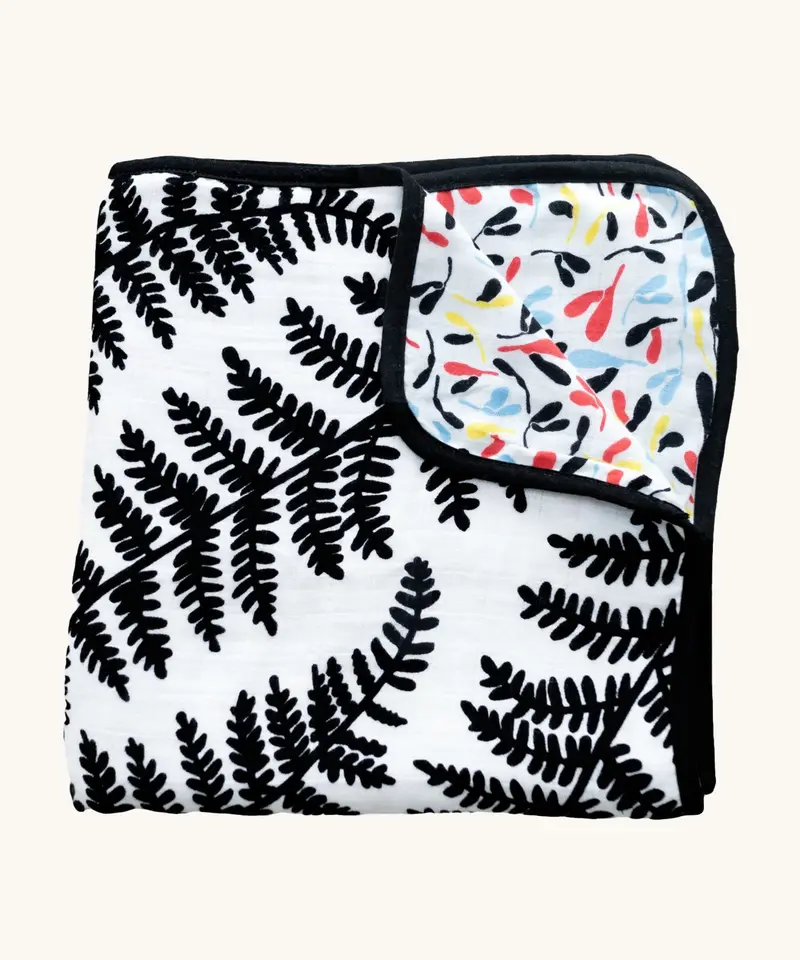 Etta Loves Reversible Organic Muslin Blanket - Plant 1