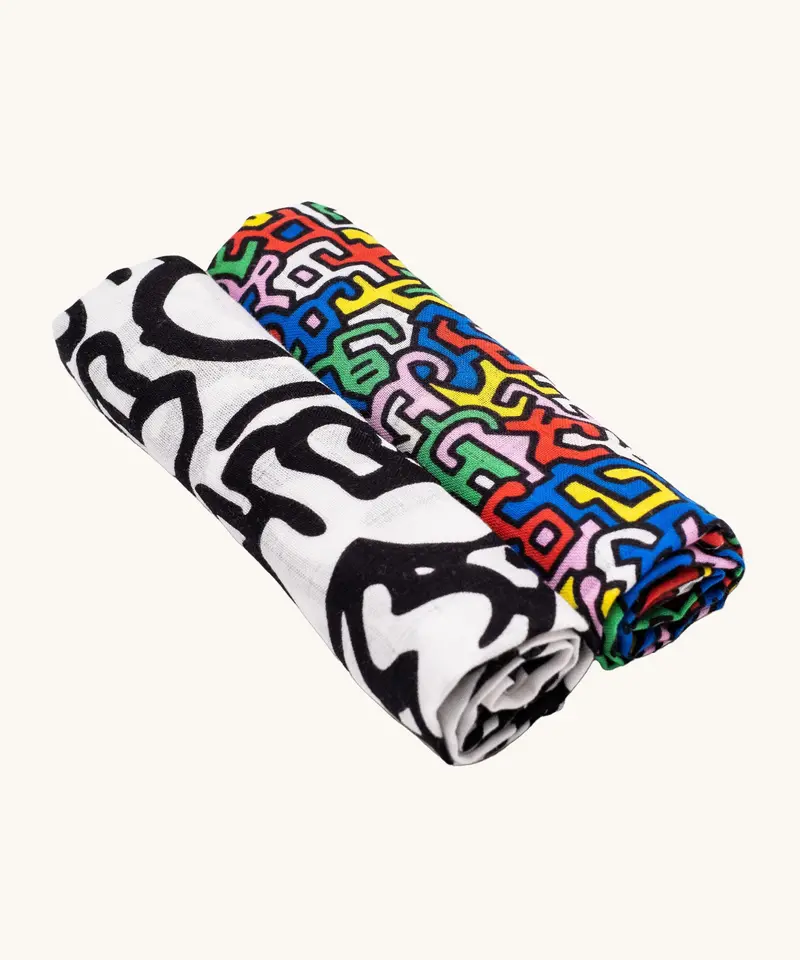 Etta Loves X Keith Haring Muslin Squares - 2 Pack 1