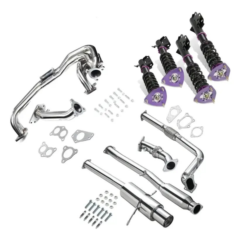 Exhaust Header/Catback W/ Downpipe Up-Pipe All-In-One Kit For 2002-2006 Subaru Impreza Wrx/Sti 2