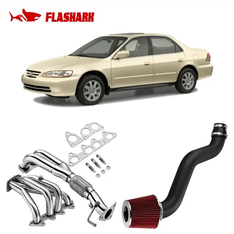 Exhaust Header/Cold Air Intake Kit For 1998-2002 Honda Accord 2.3L All-In-One Kit 1