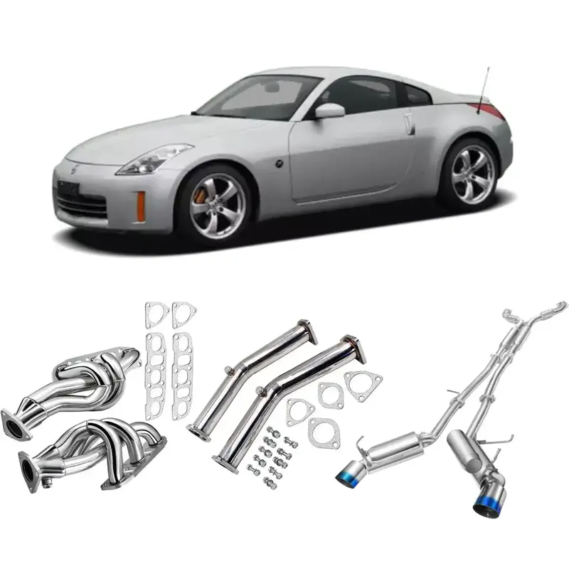 Exhaust Header/Downpipe/Catback W/ 4.5 Inches Dual Burnt Tips All-In-One Kit For 2003-2006 Nissan 350Z Infiniti G35 2