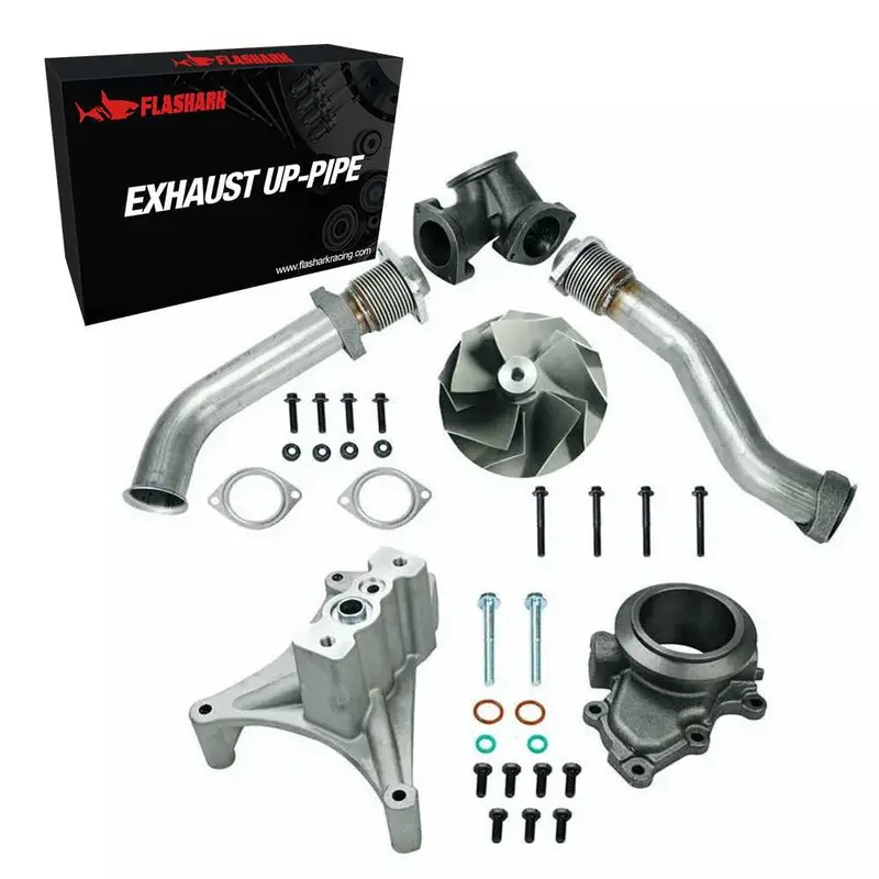 Exhaust Up-Pipe For 1999.5-2003 7.3L Ford Powerstroke Turbo Pedestal Ebp Valve 5+5 Wheel & Up Pipes 1