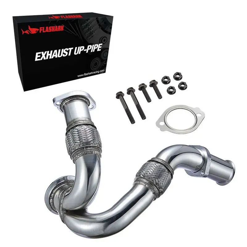 Exhaust Up-Pipe Y-Pipe For Ford 2003-2007 6.0L Powerstroke Diesel F250 F350 F450 Heavy Duty Polished 1