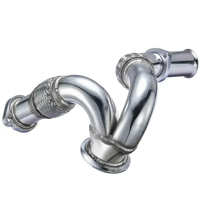 Exhaust Up-Pipe Y-Pipe For Ford 2003-2007 6.0L Powerstroke Diesel F250 F350 F450 Heavy Duty Polished | Spelab 2