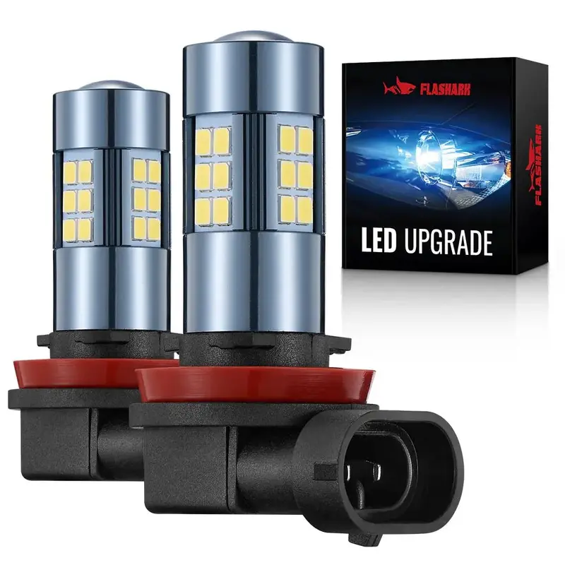 F1 H11/H8/H16 Led Fog Light Bulbs 6000K 4000Lm White 2Pcs For Toyota Camry, Honda Accord, And More 1