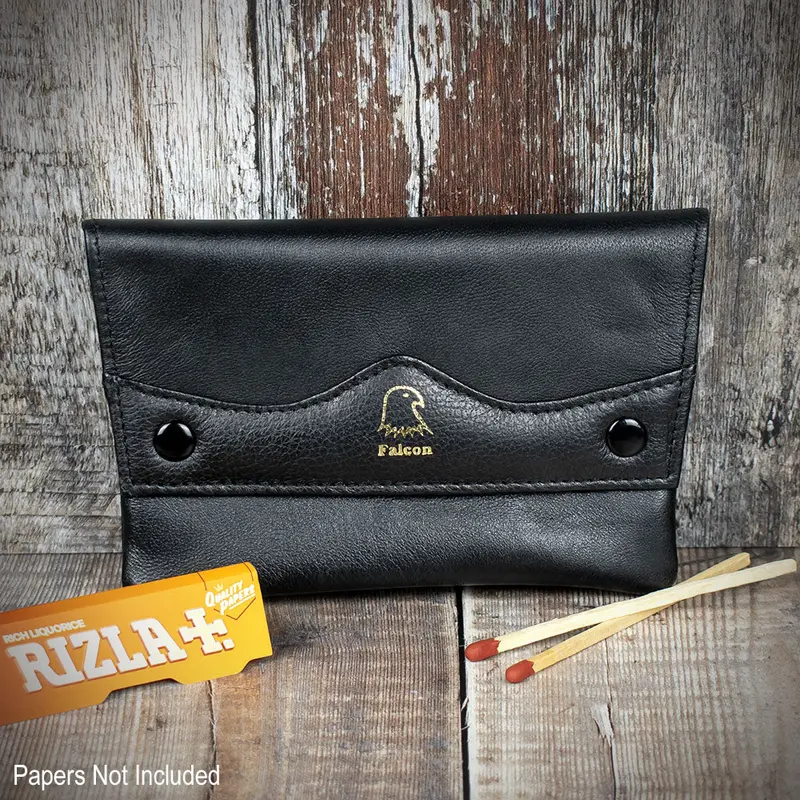 Falcon Black Leather Handrolling Pouch 546 1