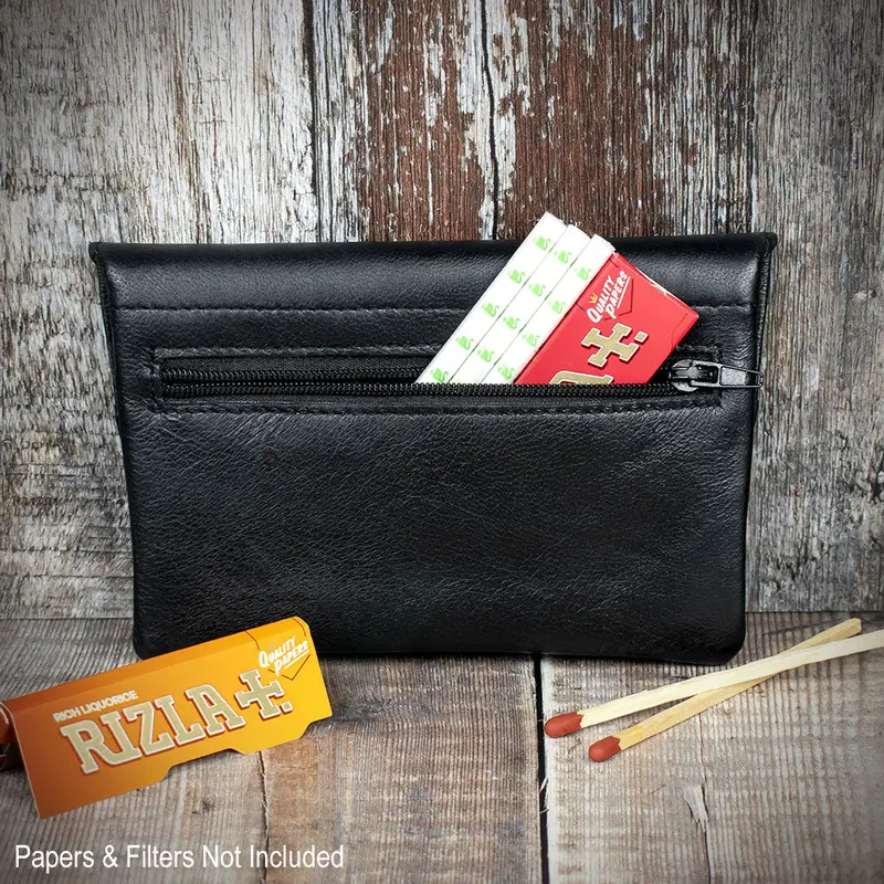 Falcon Black Leather Handrolling Pouch 546 2