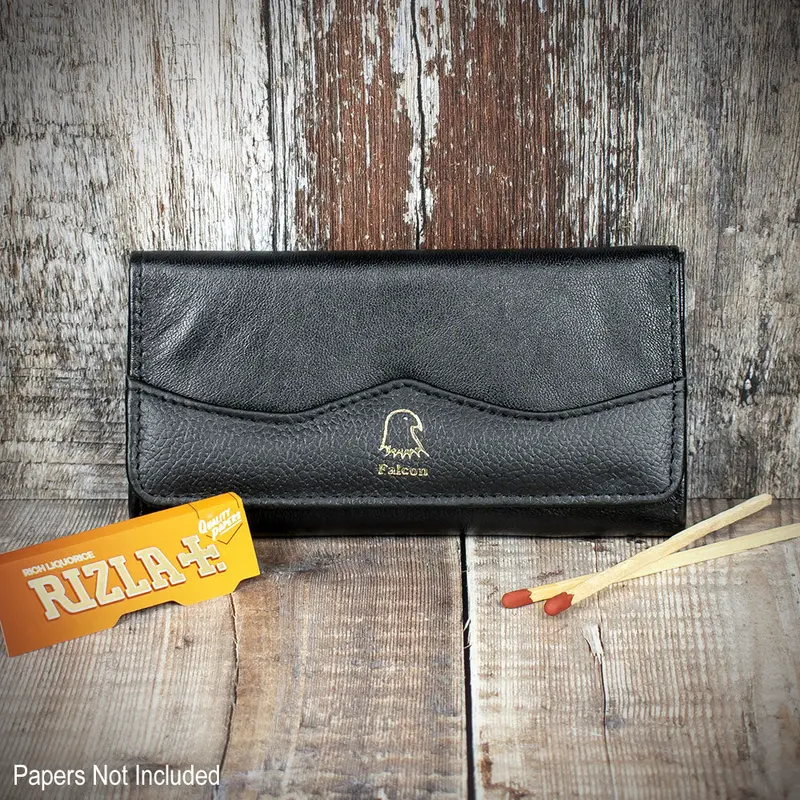 Falcon Black Leather Handrolling Pouch 684B 1