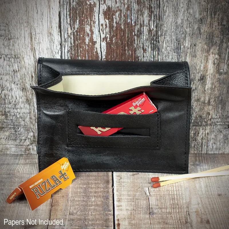 Falcon Black Leather Handrolling Pouch 684B 2