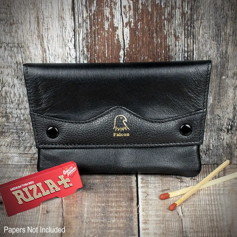 Falcon Black Leather Handrolling Pouch 685B 1