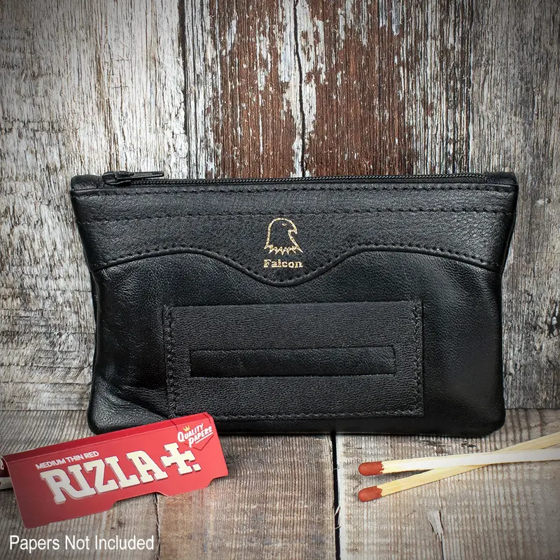 Falcon Black Leather Handrolling Pouch 686B 1