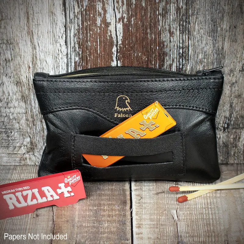 Falcon Black Leather Handrolling Pouch 686B 2