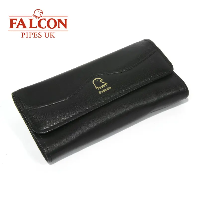 Falcon Black Leather Pipe Smoker's Roll-Up Pouch - 684 1