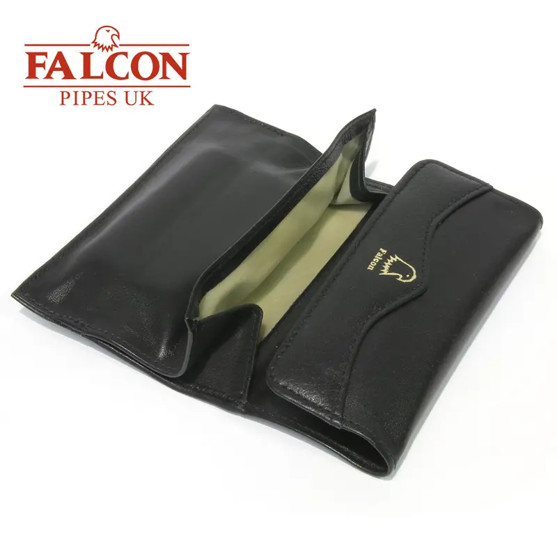 Falcon Black Leather Pipe Smoker's Roll-Up Pouch - 684 2