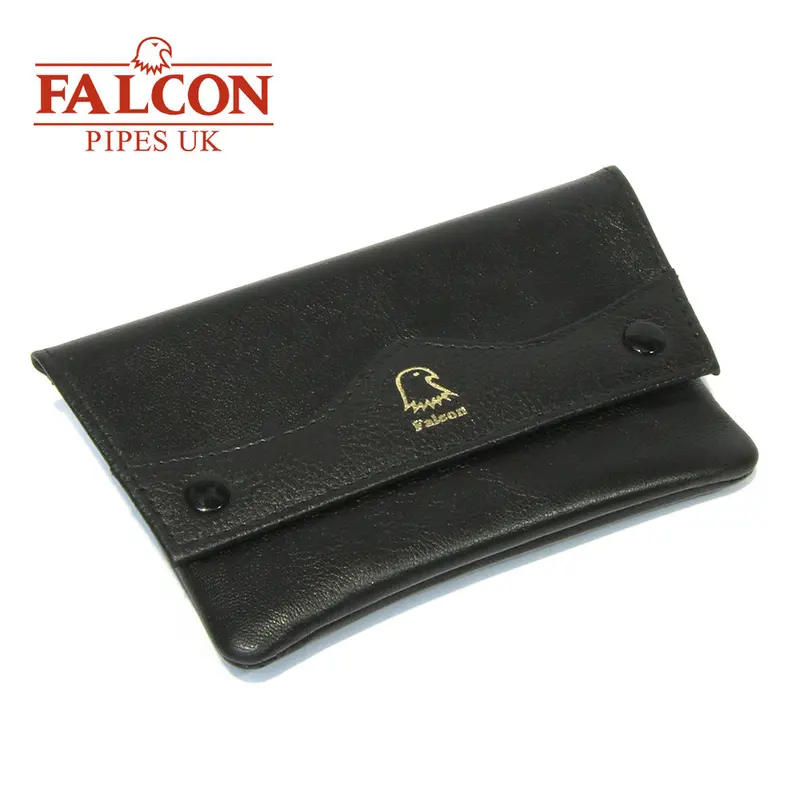 Falcon Black Leather Pipe Smoker's Tobacco Pouch - 685 1
