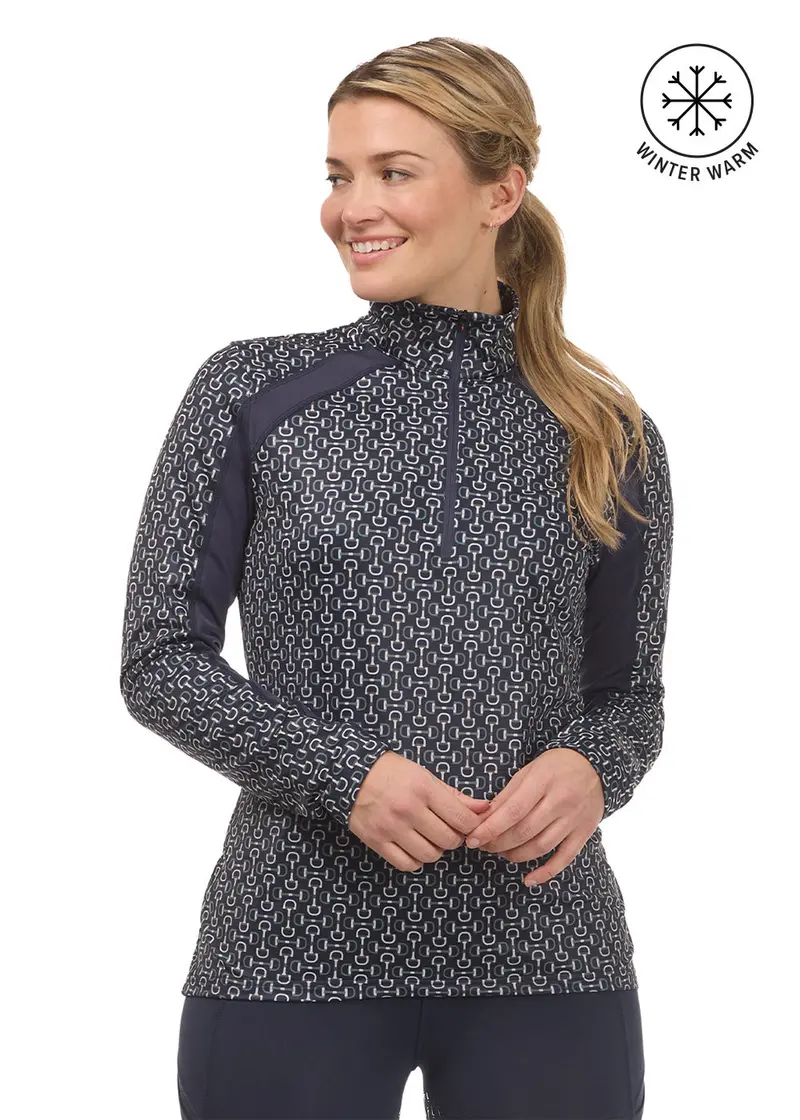 First Level Quarter Zip Stretch Fleece Tech Top - Print 1