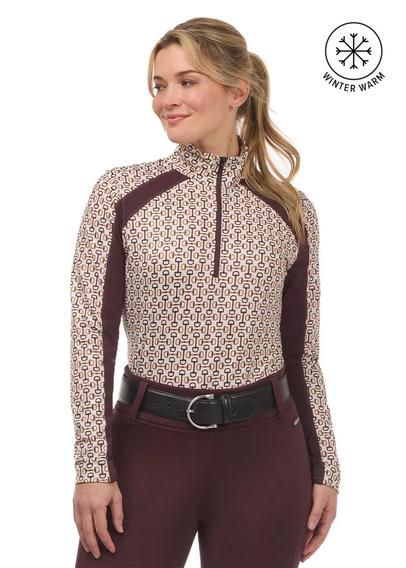First Level Quarter Zip Stretch Fleece Tech Top - Print 20