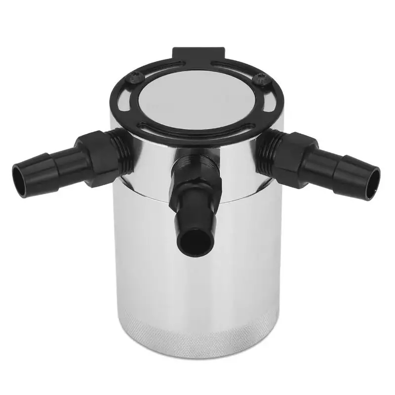 Flashark Universal Aluminum Racing Baffled 3-Port Oil Catch Can 1