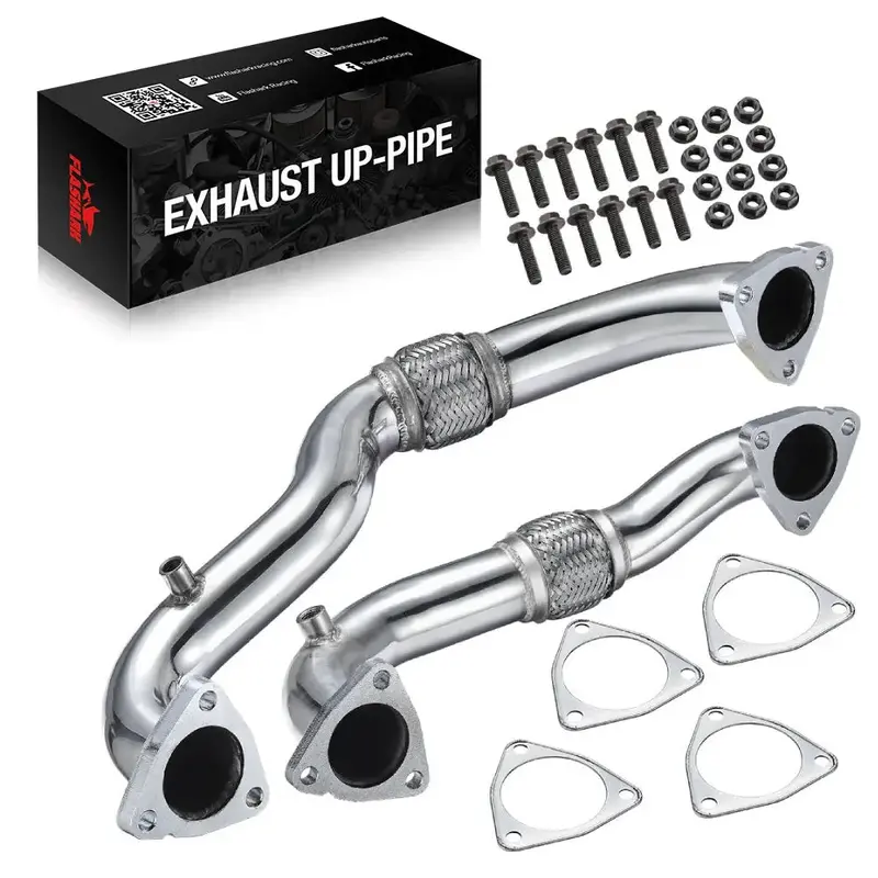For 2008-2010 6.4L Ford Powerstroke Diesel Heavy Duty Polished Exhaust Up-Pipe 1