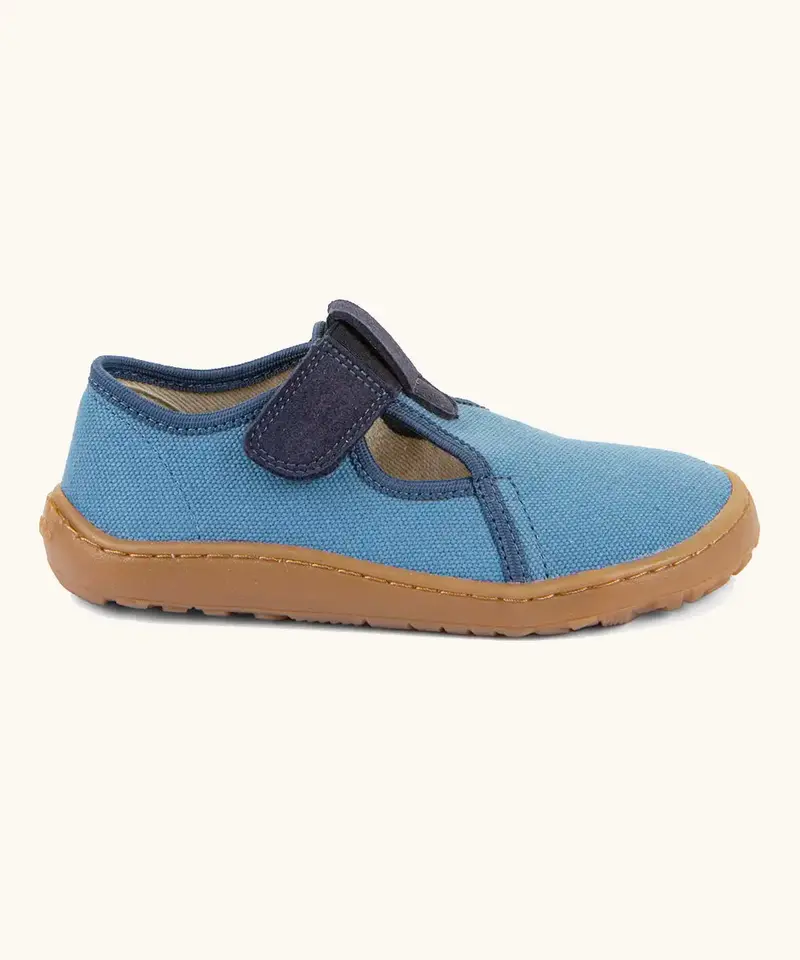 Froddo Barefoot Canvas T-Bar Kids Shoes - Denim 1