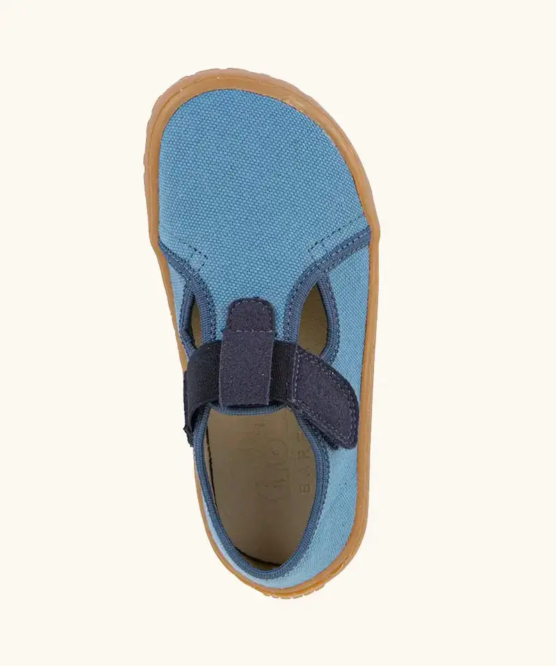 Froddo Barefoot Canvas T-Bar Kids Shoes - Denim 6