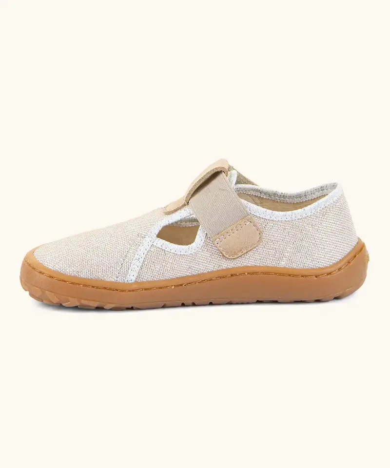 Froddo Barefoot Canvas T-Bar Kids Shoes - Gold Shine 4