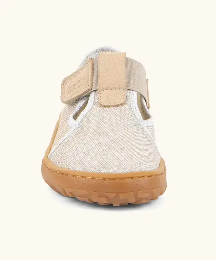 Froddo Barefoot Canvas T-Bar Kids Shoes - Gold Shine 5