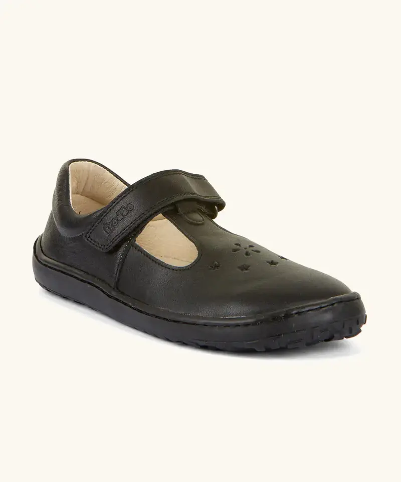 Froddo Barefoot Kids Nina T-Bar School Shoes - Black 1