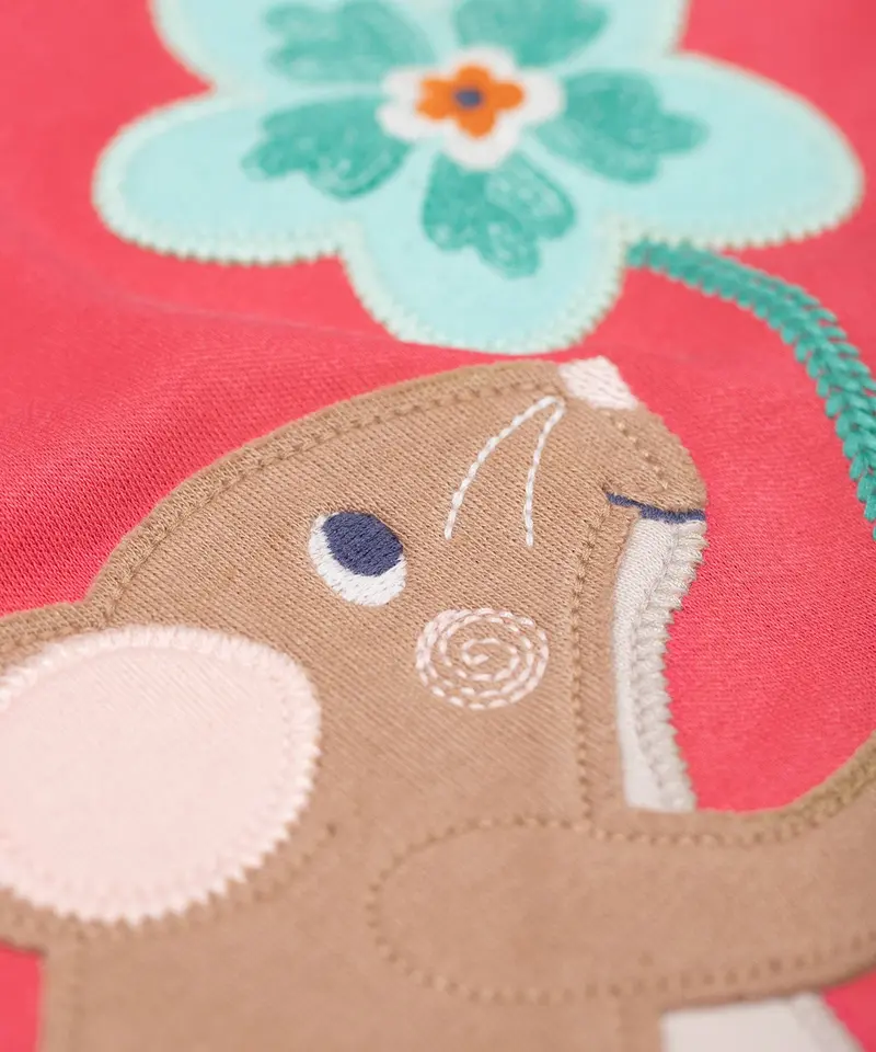 Frugi Adventure Applique Top - Rose / Mouse 2