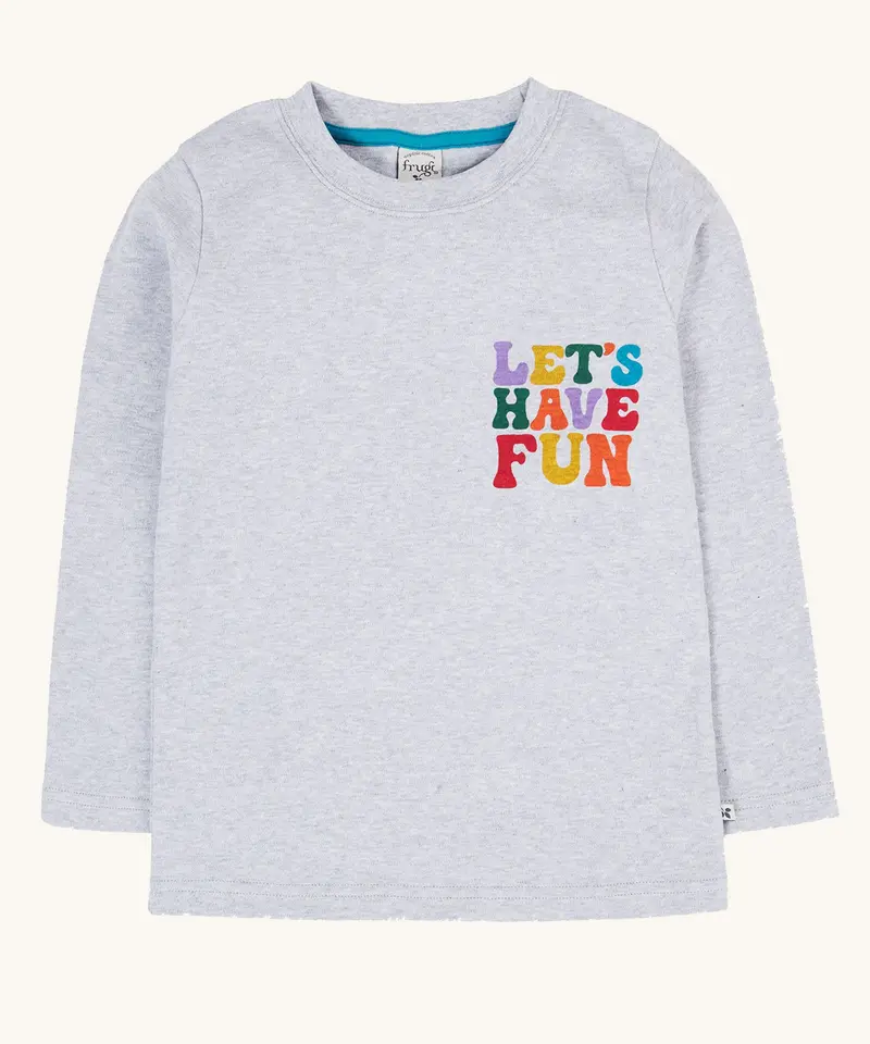 Frugi Adventure Printed Top - Grey / Fun 1