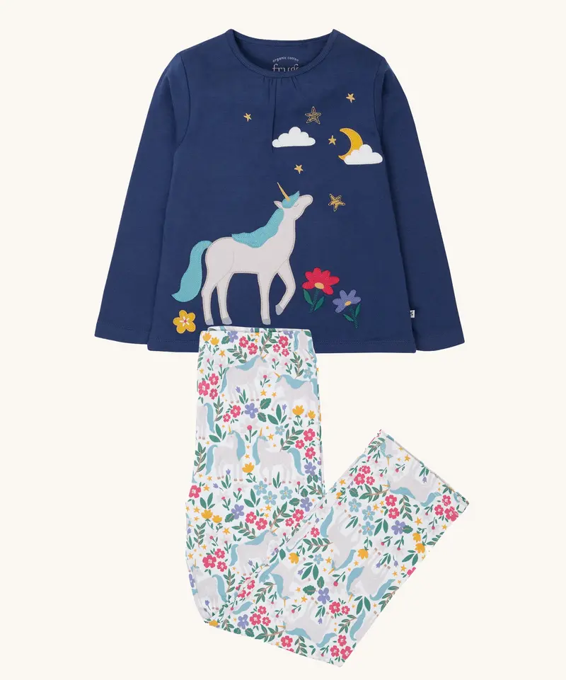 Frugi Alana Pyjamas - Navy / Unicorn Forest 1