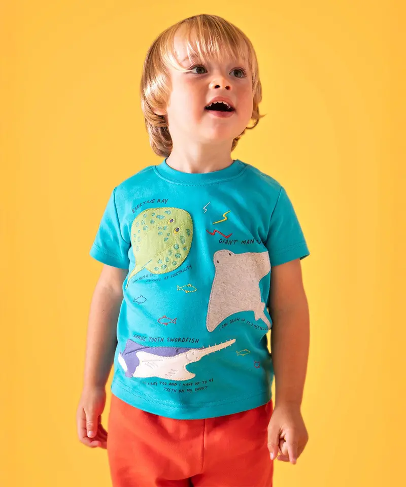 Frugi Avery Circular T-Shirt - Tropical Sea / Rays 2