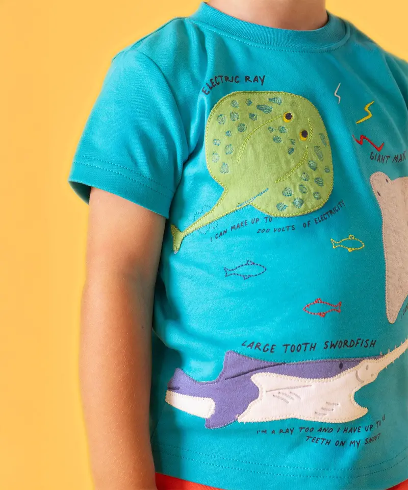 Frugi Avery Circular T-Shirt - Tropical Sea / Rays 3
