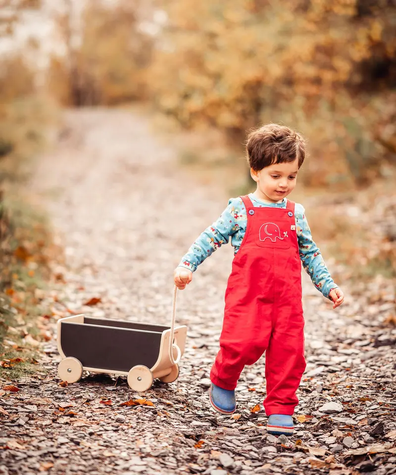 Frugi Babipur Kids Red Cord Dungarees 5