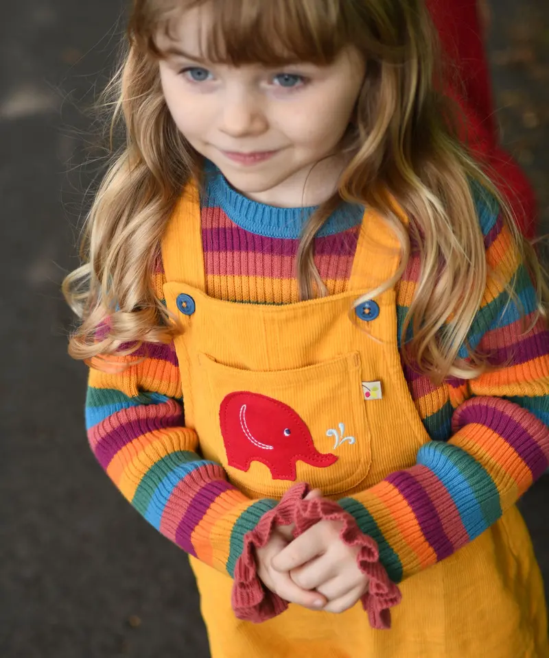 Frugi Babipur Kids Yellow Cord Dungarees 1