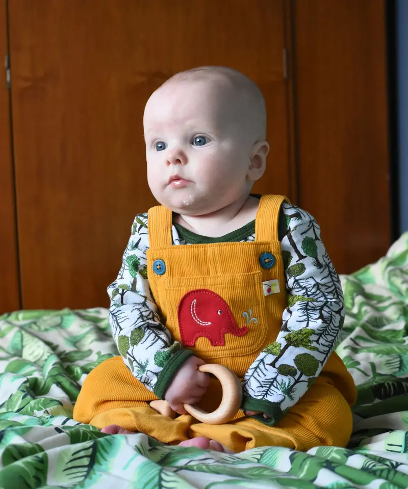 Frugi Babipur Kids Yellow Cord Dungarees 12