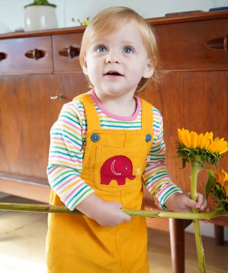 Frugi Babipur Kids Yellow Cord Dungarees 5