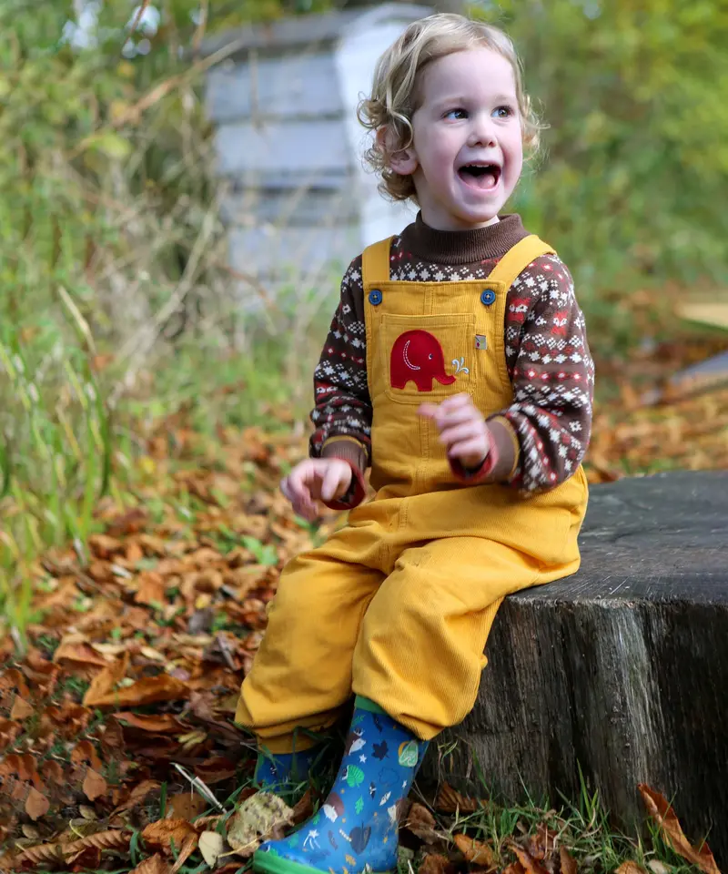Frugi Babipur Kids Yellow Cord Dungarees 8
