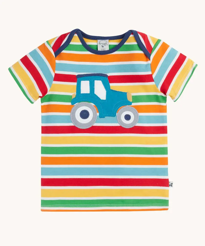 Frugi Bobster Applique T-Shirt - Happy / Tractor 1