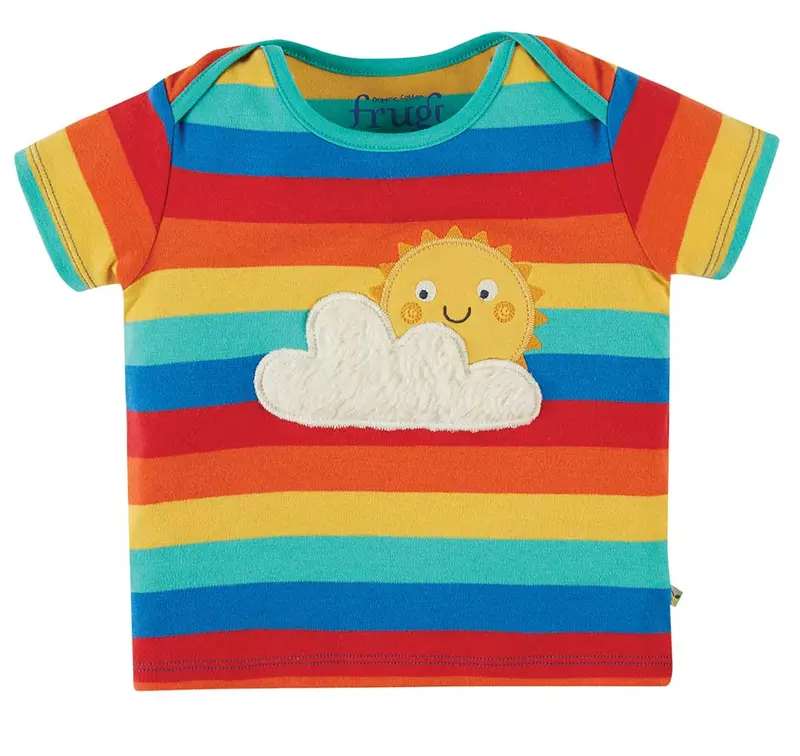 Frugi Bobster Applique Top - Rainbow Sun 1