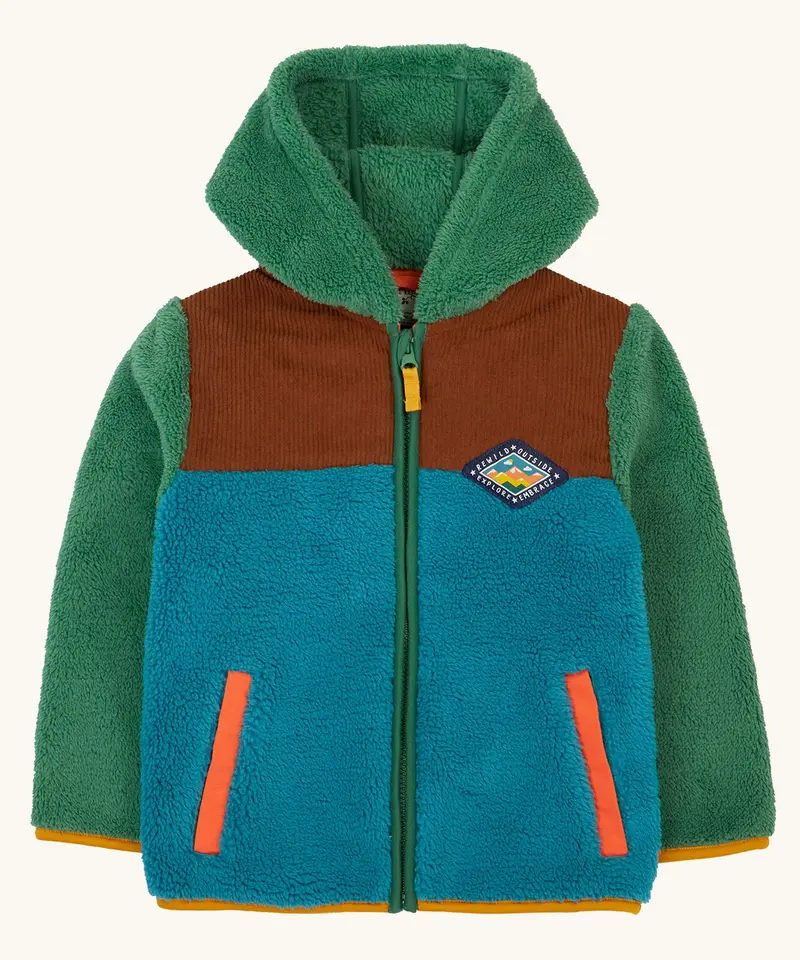 Frugi Bracken Fleece Cord Jacket - Green Hotchpotch 1