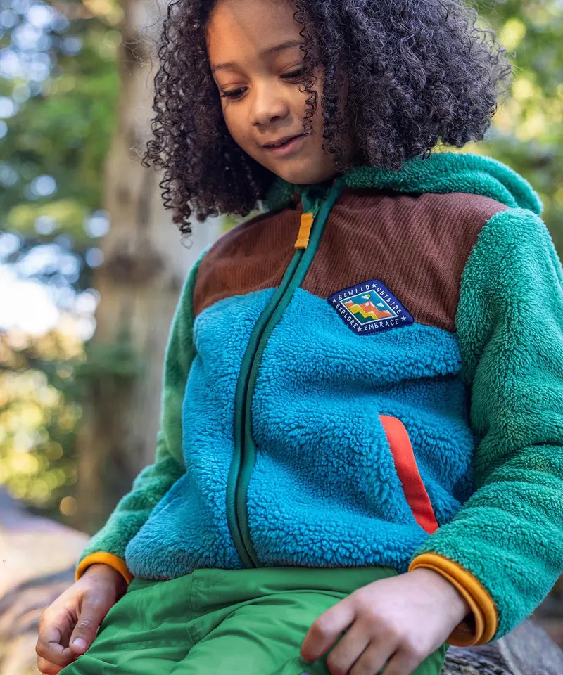 Frugi Bracken Fleece Cord Jacket - Green Hotchpotch 2