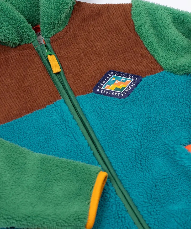 Frugi Bracken Fleece Cord Jacket - Green Hotchpotch 3