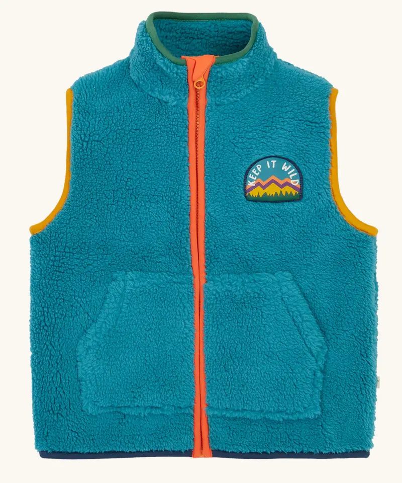 Frugi Bude Borg Fleece Gilet - Boat Blue 1
