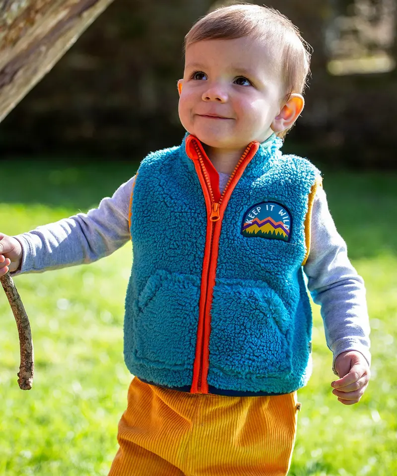 Frugi Bude Borg Fleece Gilet - Boat Blue 2