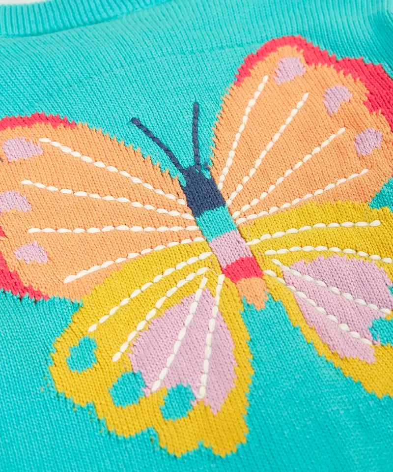 Frugi Cammie Cardigan - Pacific Aqua / Butterfly 5