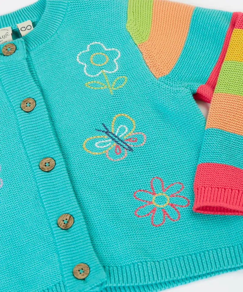 Frugi Cammie Cardigan - Pacific Aqua / Butterfly 6